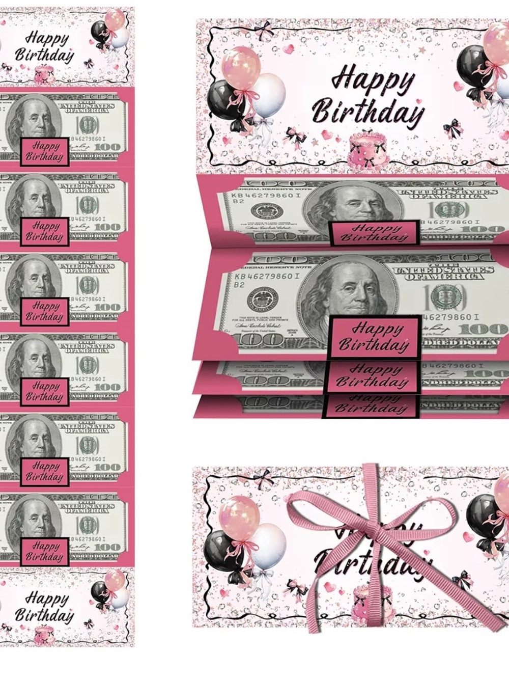 Happy Birthday Pink Money Holder Envelope Set